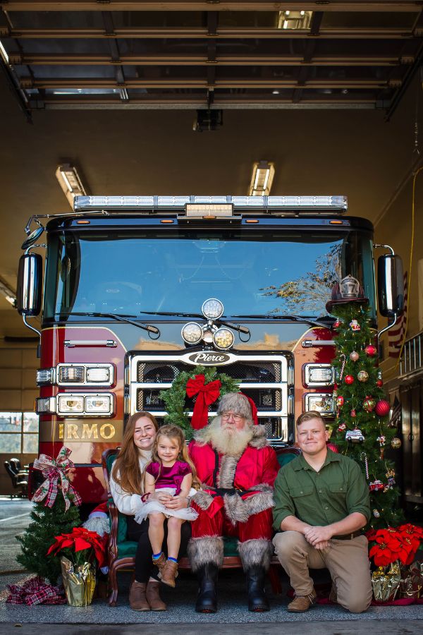 Picture with Santa in front of Fire Truck!